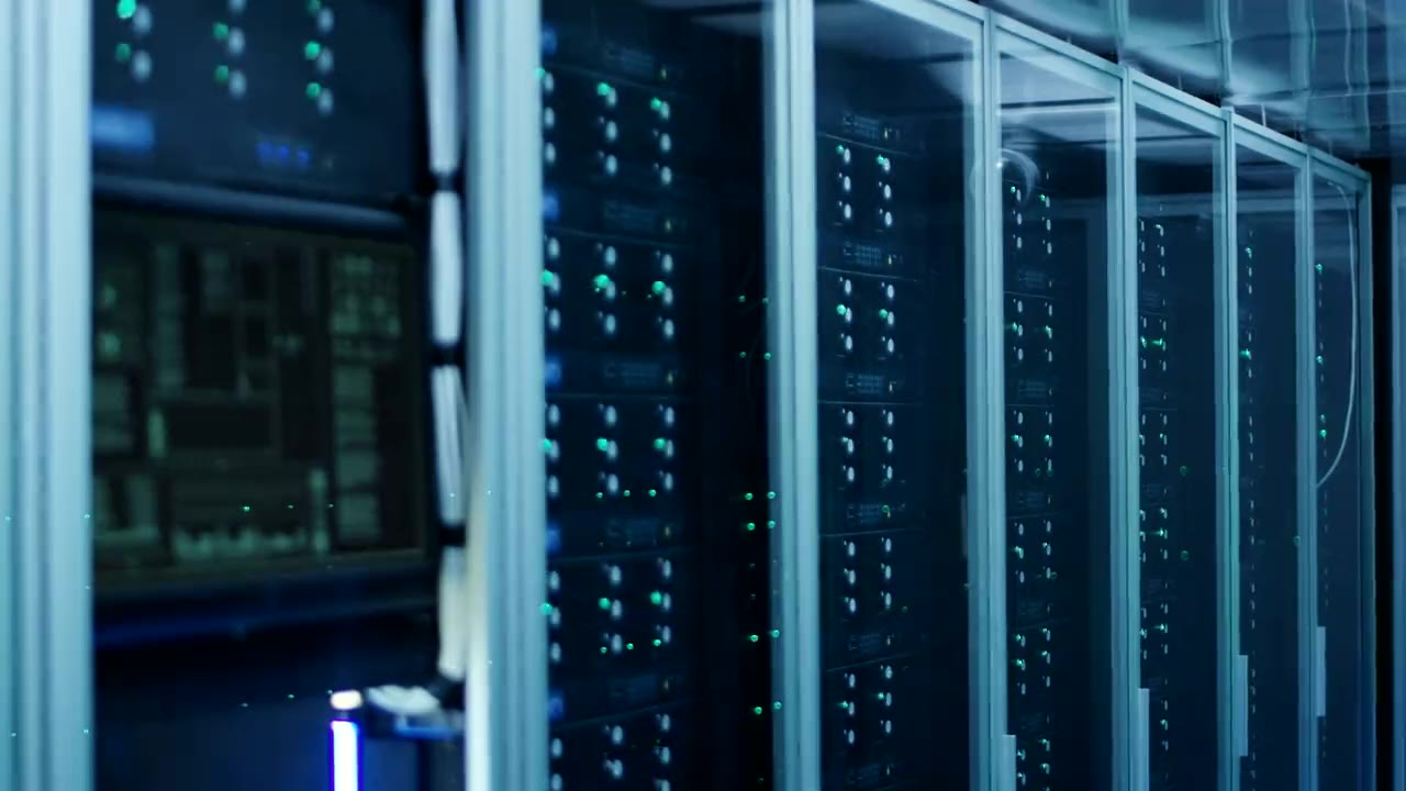 Rows of servers in a data center