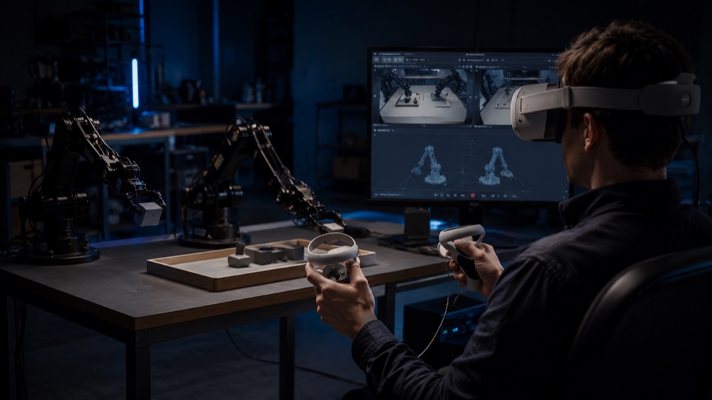 VR teleoperation of robot arms
